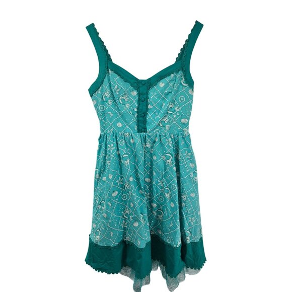 Disney The Little Mermaid Retro Tank Dress w/ Pockets Large Teal HTF Rare - Picture 2 of 12